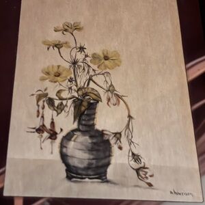 Vintage 1940’s A.Harrison Etching Signed By Artist wood carved mirrored glass